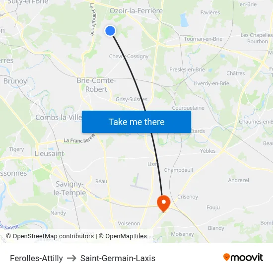Ferolles-Attilly to Saint-Germain-Laxis map