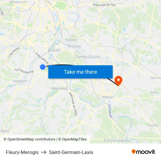 Fleury-Merogis to Saint-Germain-Laxis map