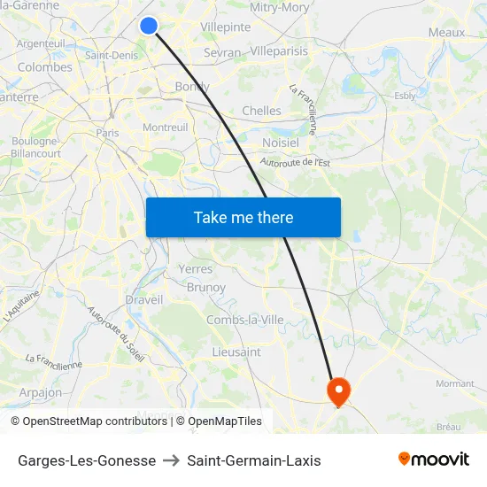 Garges-Les-Gonesse to Saint-Germain-Laxis map
