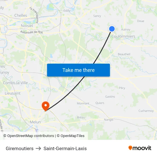 Giremoutiers to Saint-Germain-Laxis map