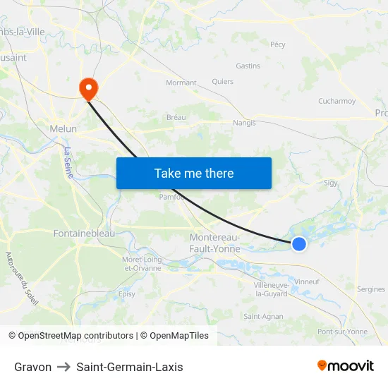 Gravon to Saint-Germain-Laxis map