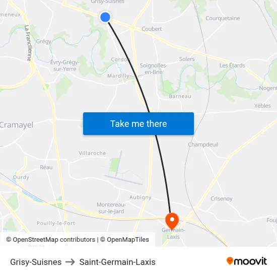 Grisy-Suisnes to Saint-Germain-Laxis map