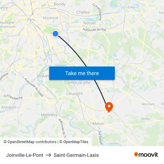 Joinville-Le-Pont to Saint-Germain-Laxis map