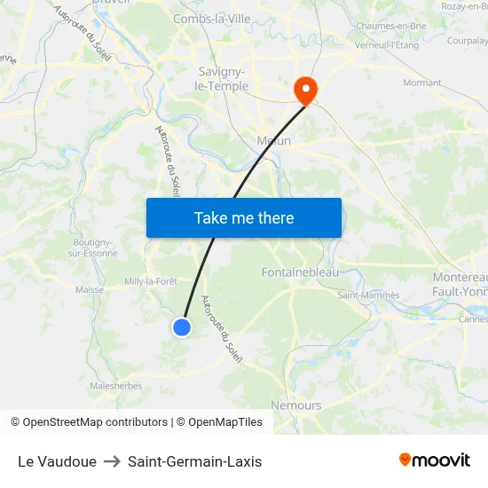 Le Vaudoue to Saint-Germain-Laxis map