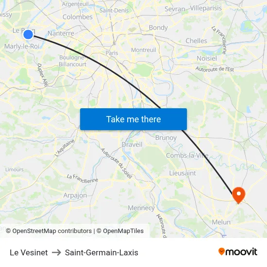 Le Vesinet to Saint-Germain-Laxis map