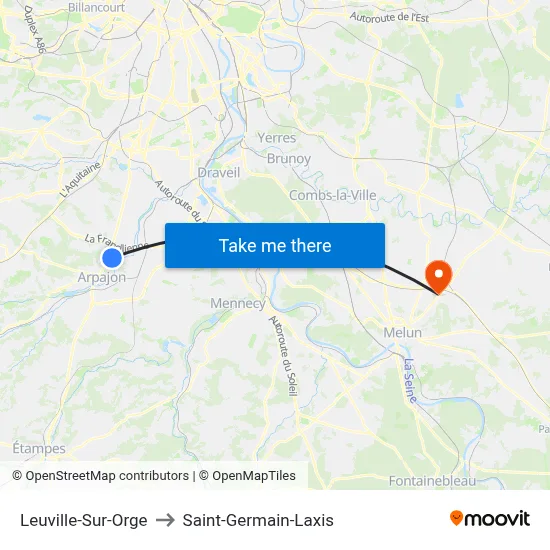 Leuville-Sur-Orge to Saint-Germain-Laxis map