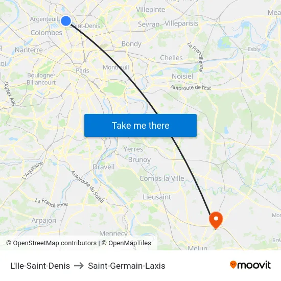 L'Ile-Saint-Denis to Saint-Germain-Laxis map