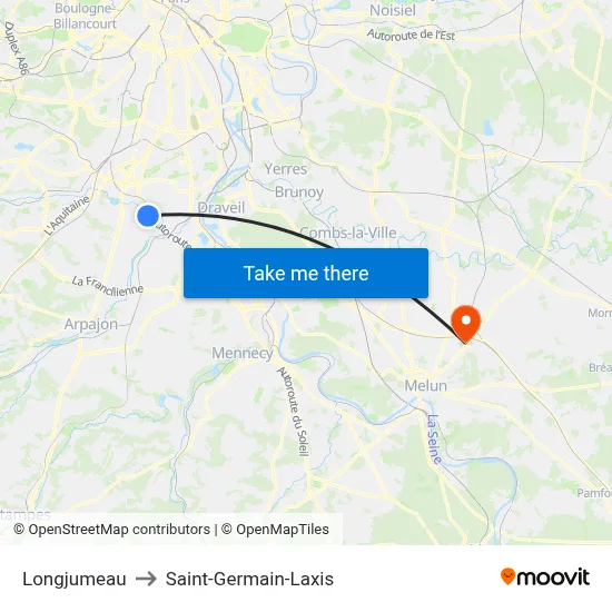 Longjumeau to Saint-Germain-Laxis map