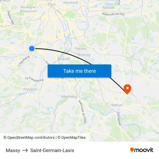 Massy to Saint-Germain-Laxis map