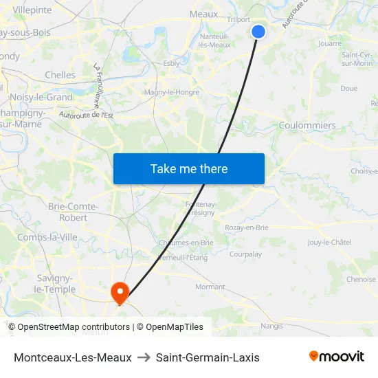 Montceaux-Les-Meaux to Saint-Germain-Laxis map