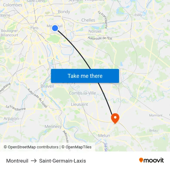 Montreuil to Saint-Germain-Laxis map