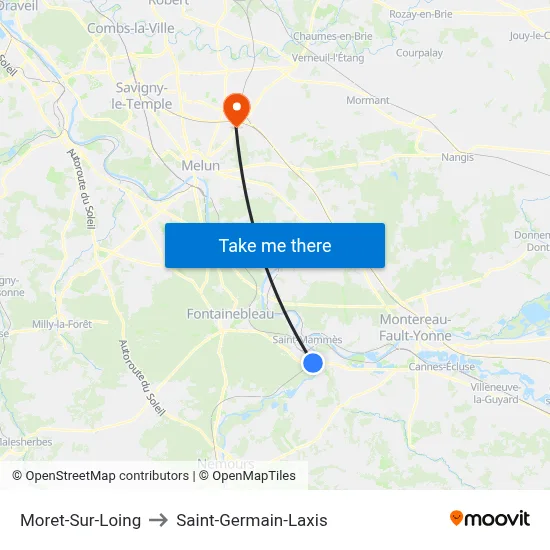 Moret-Sur-Loing to Saint-Germain-Laxis map