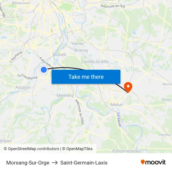 Morsang-Sur-Orge to Saint-Germain-Laxis map