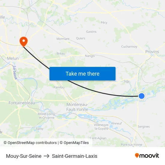Mouy-Sur-Seine to Saint-Germain-Laxis map