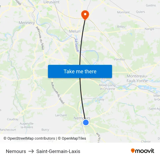 Nemours to Saint-Germain-Laxis map