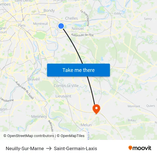Neuilly-Sur-Marne to Saint-Germain-Laxis map