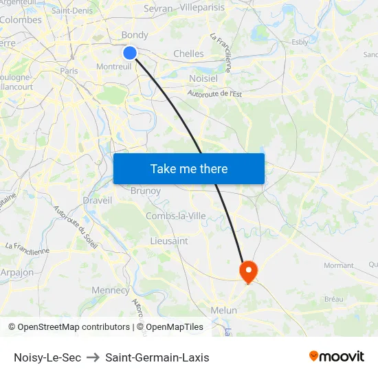 Noisy-Le-Sec to Saint-Germain-Laxis map