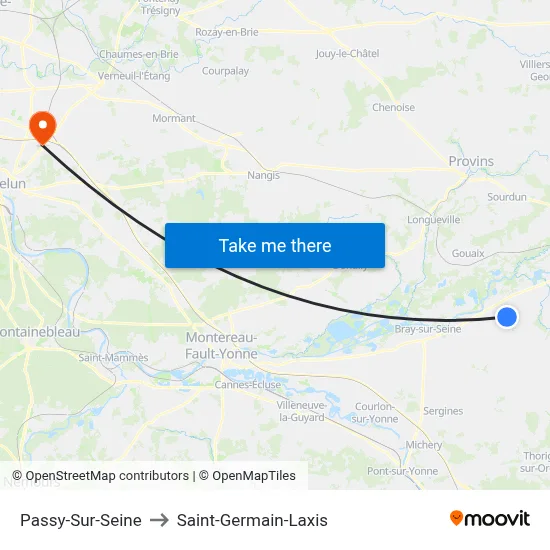 Passy-Sur-Seine to Saint-Germain-Laxis map