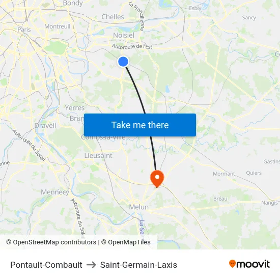 Pontault-Combault to Saint-Germain-Laxis map