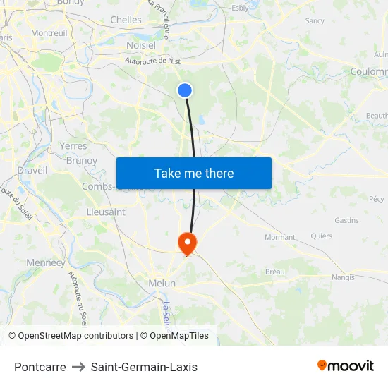 Pontcarre to Saint-Germain-Laxis map