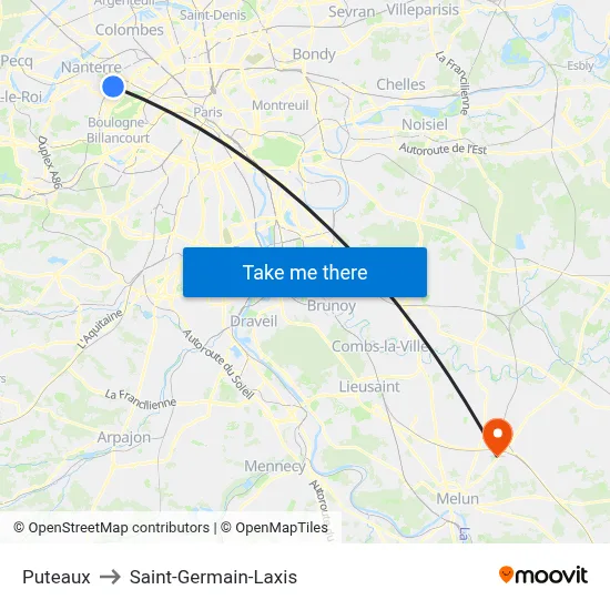 Puteaux to Saint-Germain-Laxis map