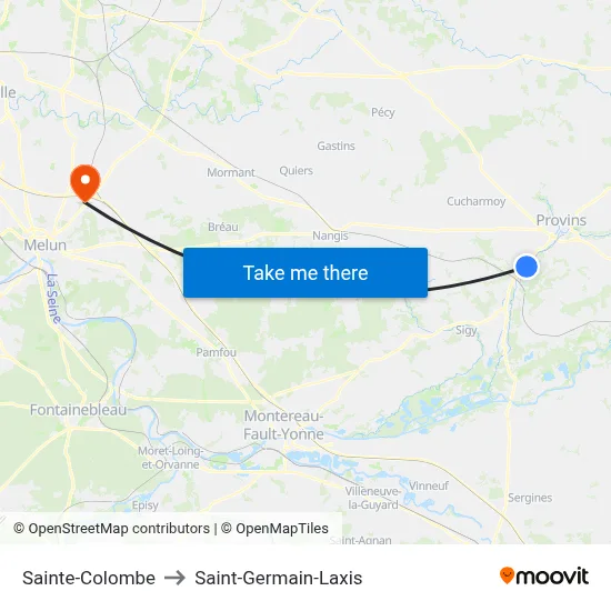 Sainte-Colombe to Saint-Germain-Laxis map