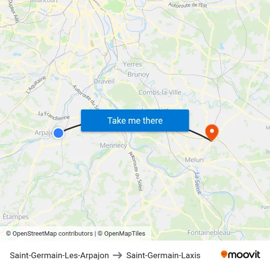 Saint-Germain-Les-Arpajon to Saint-Germain-Laxis map