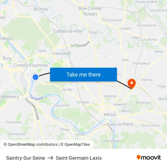 Saintry-Sur-Seine to Saint-Germain-Laxis map