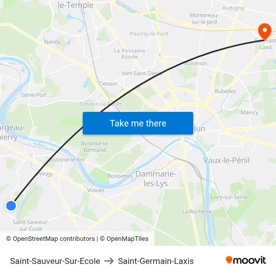 Saint-Sauveur-Sur-Ecole to Saint-Germain-Laxis map