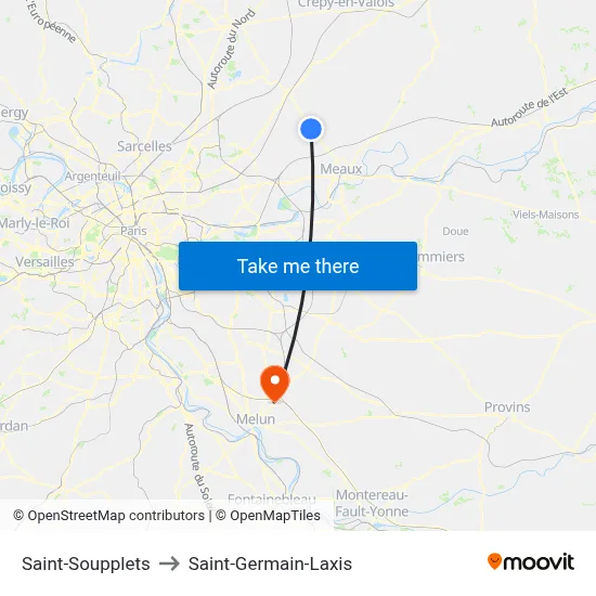 Saint-Soupplets to Saint-Germain-Laxis map