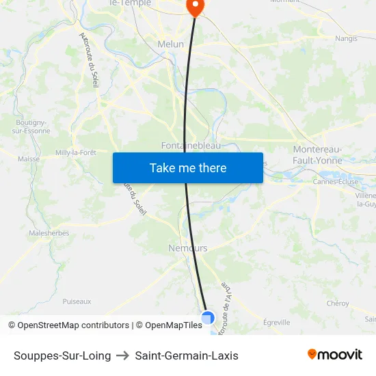 Souppes-Sur-Loing to Saint-Germain-Laxis map