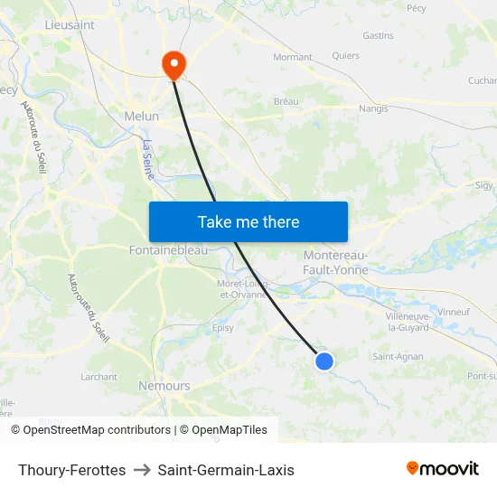 Thoury-Ferottes to Saint-Germain-Laxis map
