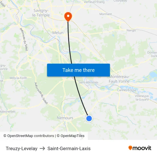 Treuzy-Levelay to Saint-Germain-Laxis map