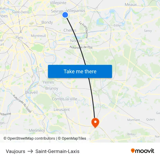 Vaujours to Saint-Germain-Laxis map