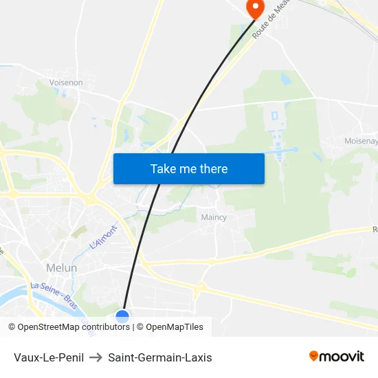 Vaux-Le-Penil to Saint-Germain-Laxis map