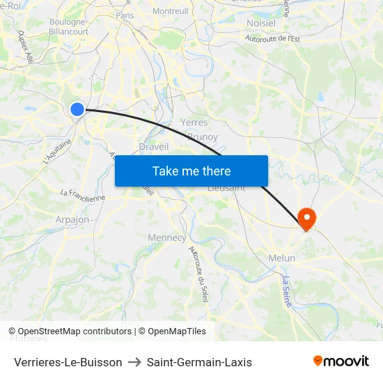 Verrieres-Le-Buisson to Saint-Germain-Laxis map