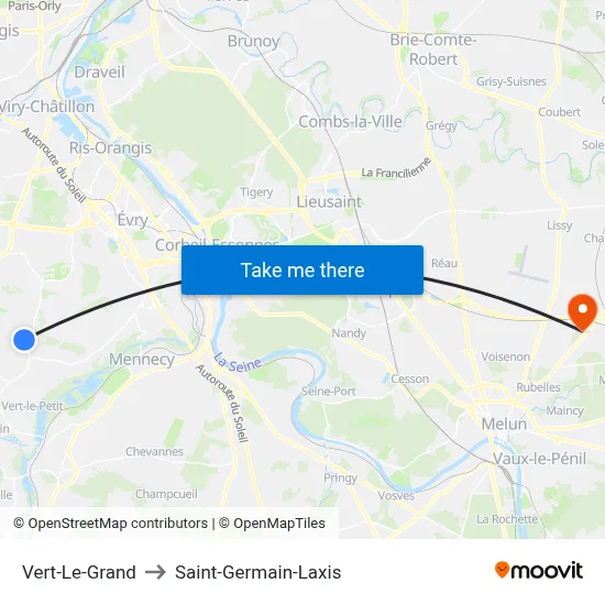 Vert-Le-Grand to Saint-Germain-Laxis map