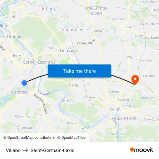 Villabe to Saint-Germain-Laxis map