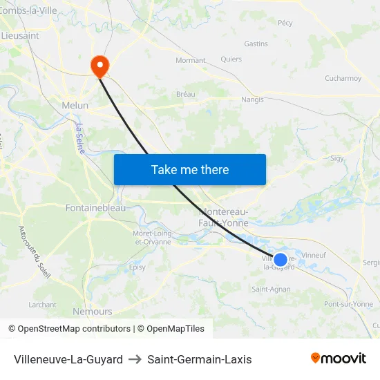 Villeneuve-La-Guyard to Saint-Germain-Laxis map