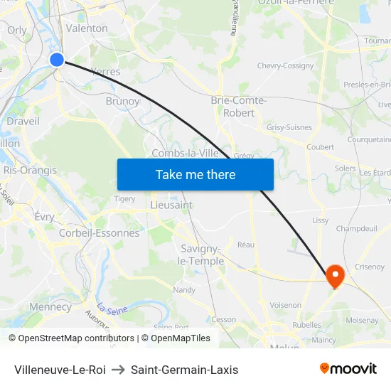 Villeneuve-Le-Roi to Saint-Germain-Laxis map