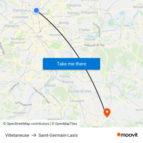 Villetaneuse to Saint-Germain-Laxis map