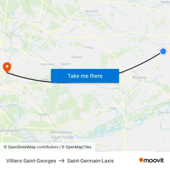 Villiers-Saint-Georges to Saint-Germain-Laxis map