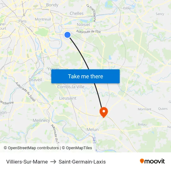 Villiers-Sur-Marne to Saint-Germain-Laxis map