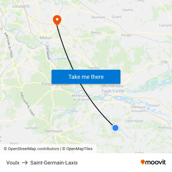 Voulx to Saint-Germain-Laxis map