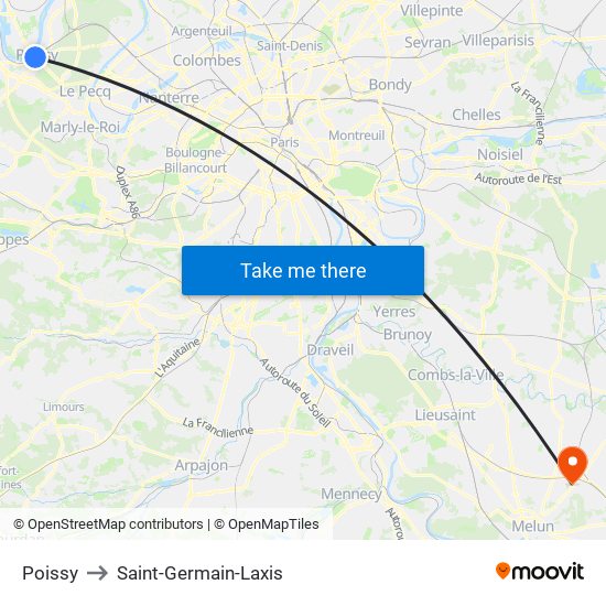 Poissy to Saint-Germain-Laxis map