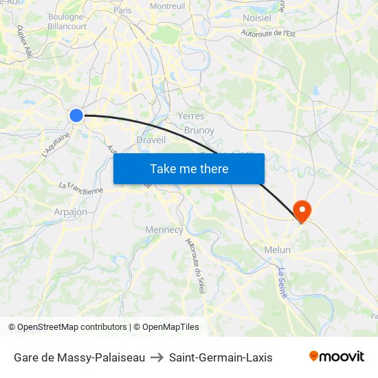 Gare de Massy-Palaiseau to Saint-Germain-Laxis map