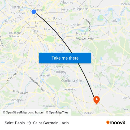 Saint-Denis to Saint-Germain-Laxis map