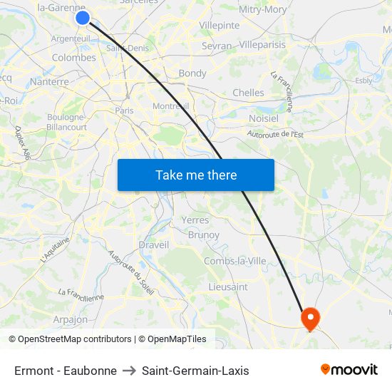 Ermont - Eaubonne to Saint-Germain-Laxis map