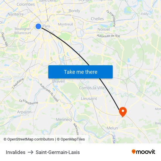Invalides to Saint-Germain-Laxis map
