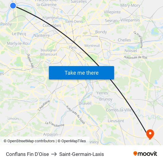 Conflans Fin D'Oise to Saint-Germain-Laxis map